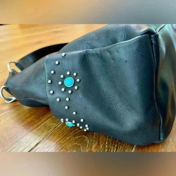 1990s | Leather & Turquoise | Western | Hand or Shoulder Bag - Picture 4 of 7